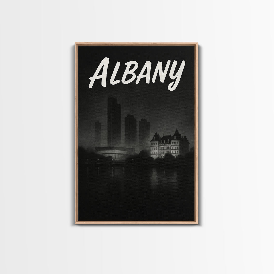 Albany New York Travel Poster, Canvas Print, Night Street Poster Art, Albany Poster Print, Travel Wall Decor, Wanderlust Decor, Wall Decor