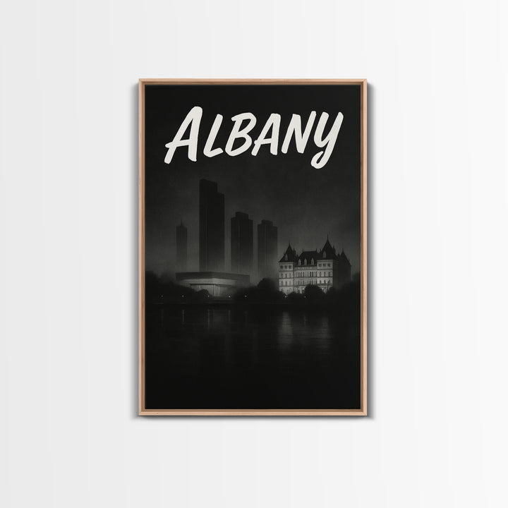 Albany New York Travel Poster, Canvas Print, Night Street Poster Art, Albany Poster Print, Travel Wall Decor, Wanderlust Decor, Wall Decor