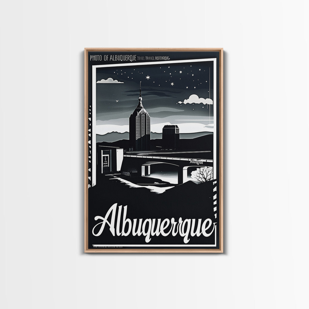 Albuquerque New Mexico Travel Poster, Canvas Print, Night Street Poster Art, Albuquerque City Art, Gift For Travelers, Home Office Decor