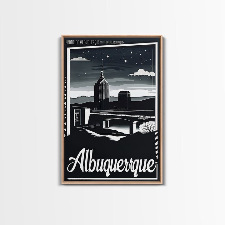 Albuquerque New Mexico Travel Poster, Canvas Print, Night Street Poster Art, Albuquerque City Art, Gift For Travelers, Home Office Decor