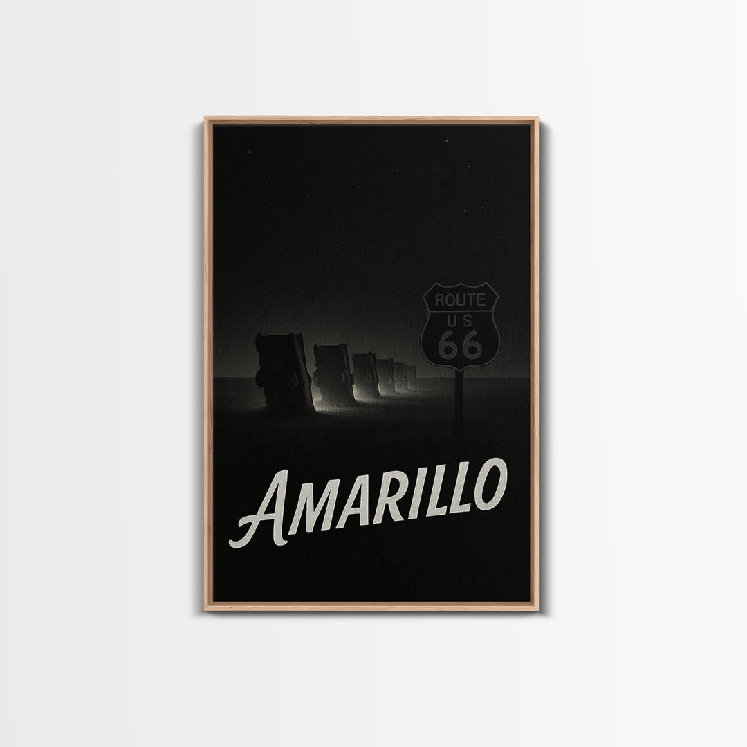 Amarillo Texas Travel Poster, Canvas Print, Night Street Poster Art, Amarillo City Art, City Art Print, Vintage City Art, Retro Travel Print
