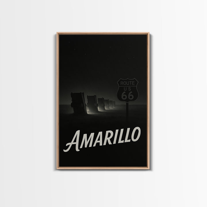 Amarillo Texas Travel Poster, Canvas Print, Night Street Poster Art, Amarillo City Art, City Art Print, Vintage City Art, Retro Travel Print