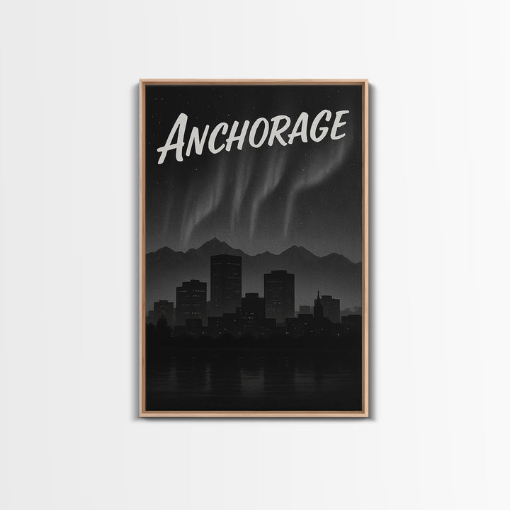 Anchorage Travel Poster, Canvas Print, Dark Moody City Wall Art, Anchorage Travel Art, Retro Travel Print, Vintage Travel Art, Design 2
