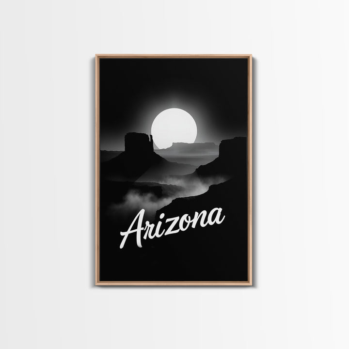Arizona Travel Poster, Framed Canvas Print, Night Street Poster Art, Arizona City Art, Eclectic Wall Decor, Mid Century Wall Art