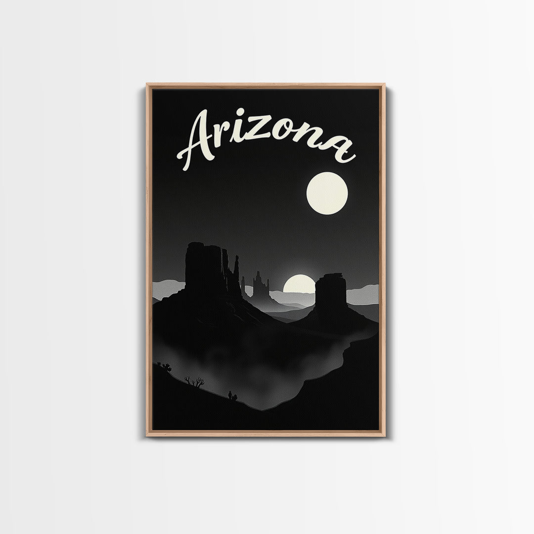 Arizona Travel Poster, Framed Canvas Print, Vintage Noir Poster Art, Arizona Wall Art, Travel Wall Art, Mid Century Wall Art, Design 5