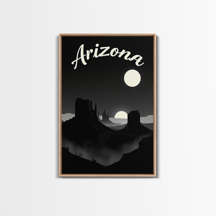 Arizona Travel Poster, Framed Canvas Print, Vintage Noir Poster Art, Arizona Wall Art, Travel Wall Art, Mid Century Wall Art, Design 5