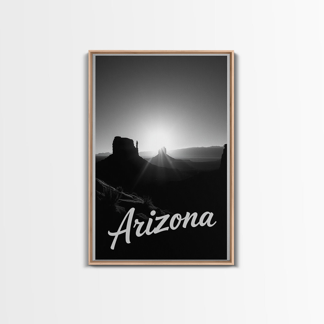 Arizona Travel Poster, Canvas Print, Dark Moody City Wall Art, Arizona Wall Art, Living Room Wall Art, Fine Art Print, Vintage City Art