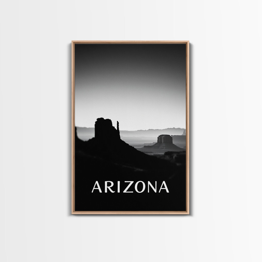 Arizona Travel Poster, Framed Canvas Print, Dark Moody City Wall Art, Arizona Travel Art, Home Office Decor, Travel Poster Art