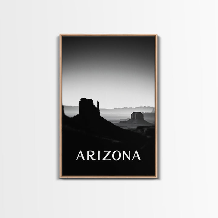 Arizona Travel Poster, Framed Canvas Print, Dark Moody City Wall Art, Arizona Travel Art, Home Office Decor, Travel Poster Art
