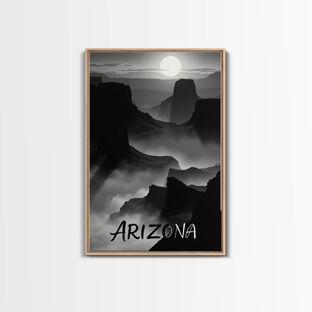 Arizona Travel Poster, Canvas Print, Black And White Travel Art, Arizona City Art, Travel Art, Watercolor Urban Skyline, Travel Print