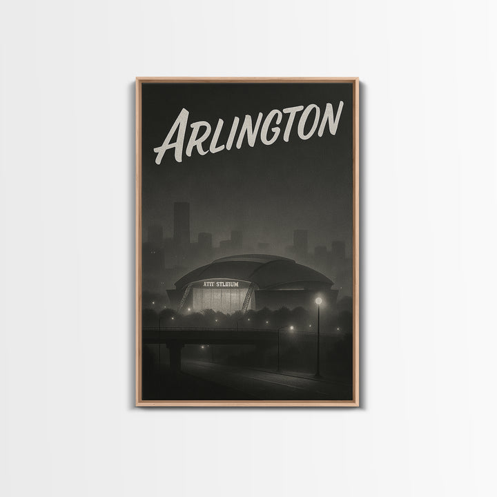 Arlington Texas Travel Poster, Canvas Print, Black And White Travel Art, Arlington Wall Art, Vintage Travel Art, Gift For Travelers