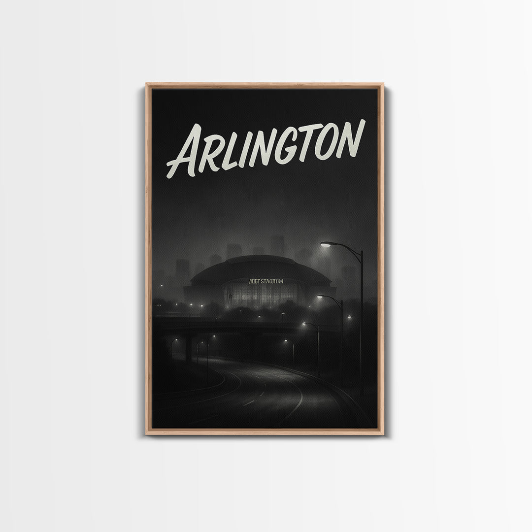 Arlington Travel Poster, Framed Canvas Print, Black And White Travel Art, Arlington Poster Print, Wanderlust Decor, Travel Poster Art