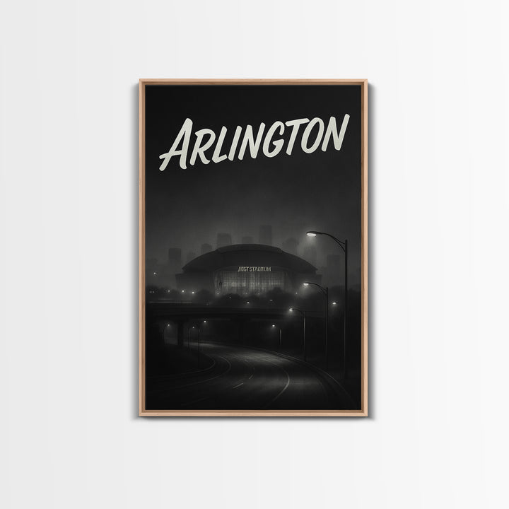 Arlington Travel Poster, Framed Canvas Print, Black And White Travel Art, Arlington Poster Print, Wanderlust Decor, Travel Poster Art