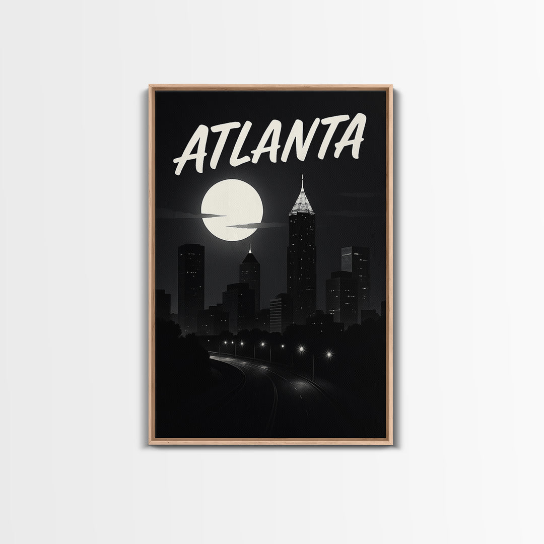 Atlanta Georgia Travel Poster, Canvas Print, Dark Moody City Wall Art, Atlanta Print, Travel Wall Art, Travel Poster Set, Office Decor