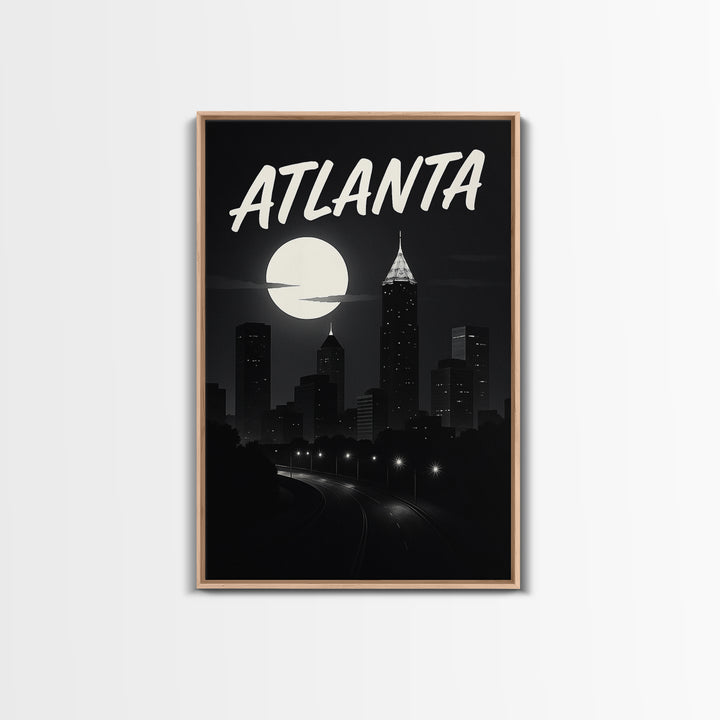 Atlanta Georgia Travel Poster, Canvas Print, Dark Moody City Wall Art, Atlanta Print, Travel Wall Art, Travel Poster Set, Office Decor