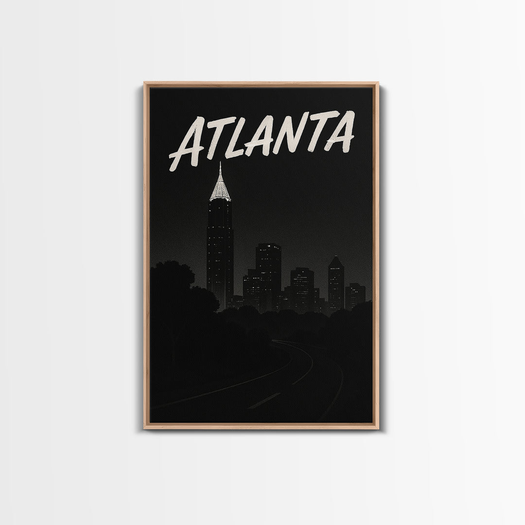 Atlanta Travel Poster, Canvas Print, Night Street Poster Art, Atlanta City Art, Travel Art Print, Travel Poster Set, Living Room Wall Art