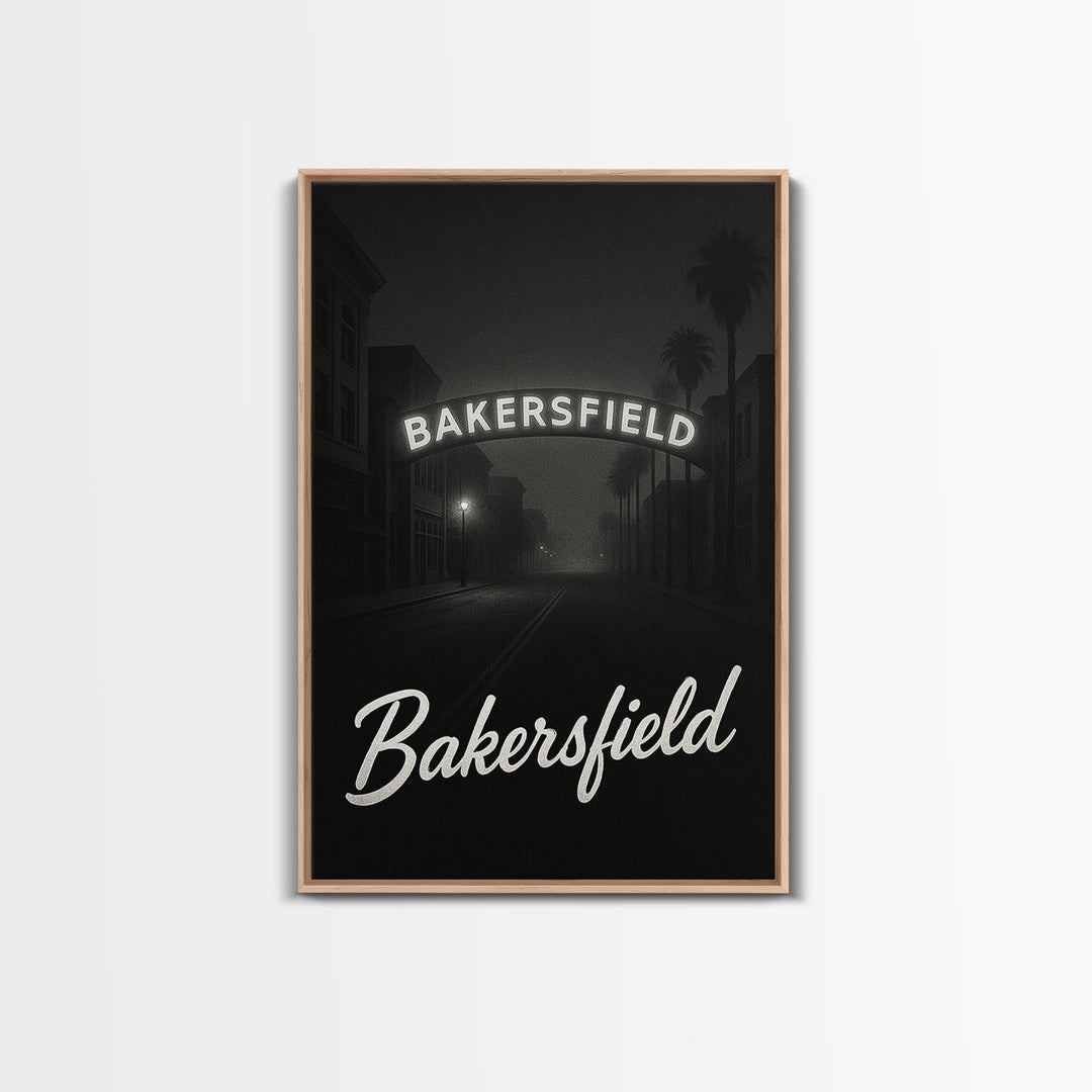 Bakersfield Travel Poster, Canvas Print, Vintage Noir Poster Art, Bakersfield Art Print, Travel Poster Set, City Travel Prints