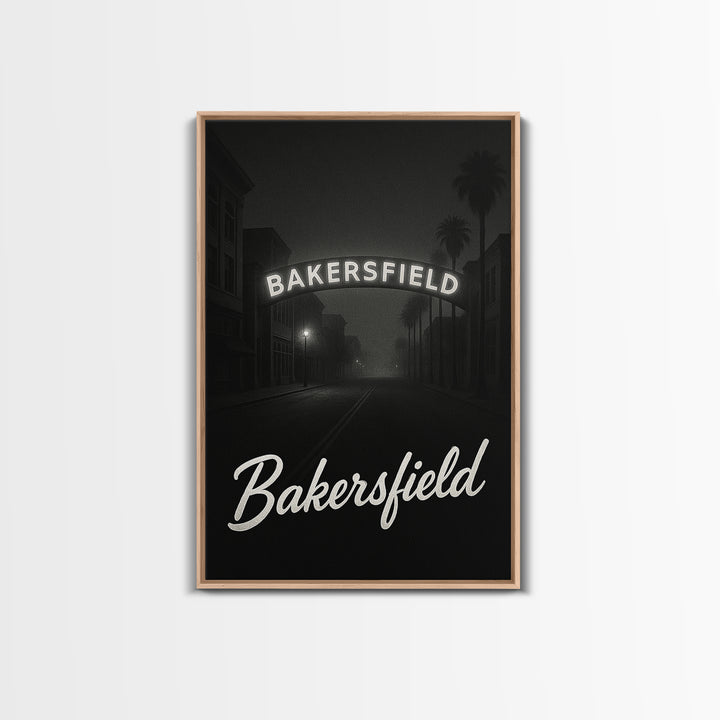 Bakersfield Travel Poster, Canvas Print, Vintage Noir Poster Art, Bakersfield Art Print, Travel Poster Set, City Travel Prints