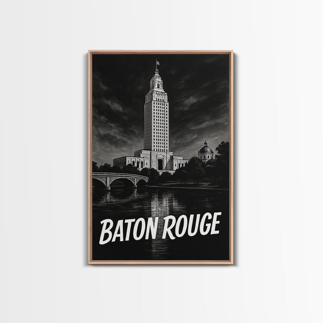 Baton Rouge Travel Poster, Canvas Print, Vintage Noir Poster Art, Baton Rouge City Art, City Art Print, Retro Travel Print, Poster Art