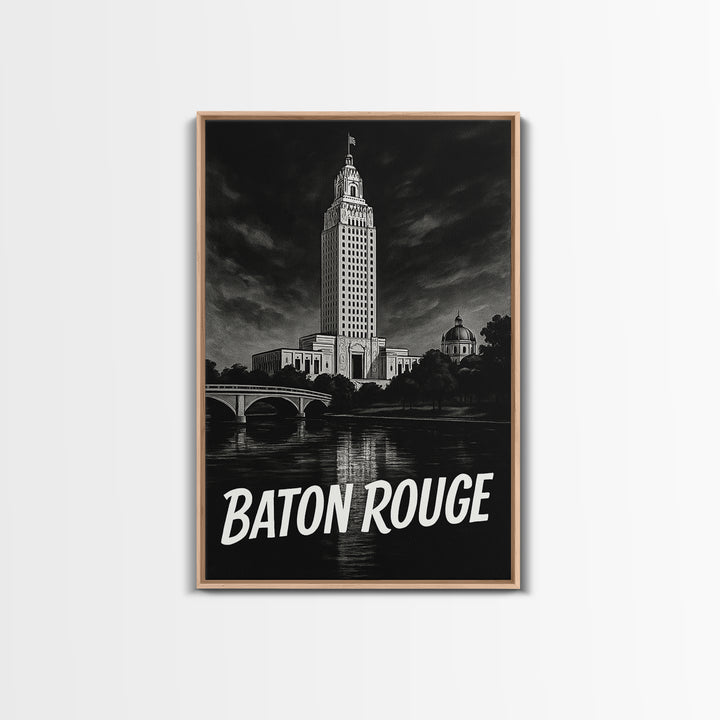 Baton Rouge Travel Poster, Canvas Print, Vintage Noir Poster Art, Baton Rouge City Art, City Art Print, Retro Travel Print, Poster Art