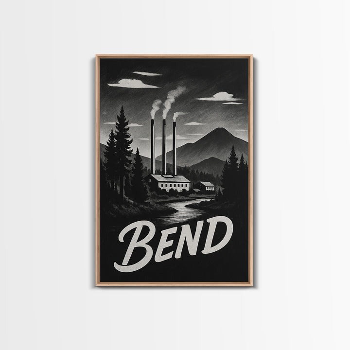 Bend Oregon Travel Poster, Canvas Print, Vintage Noir Poster Art, Bend City Art, Fine Art Print, Vintage Travel Print, Vintage City Poster