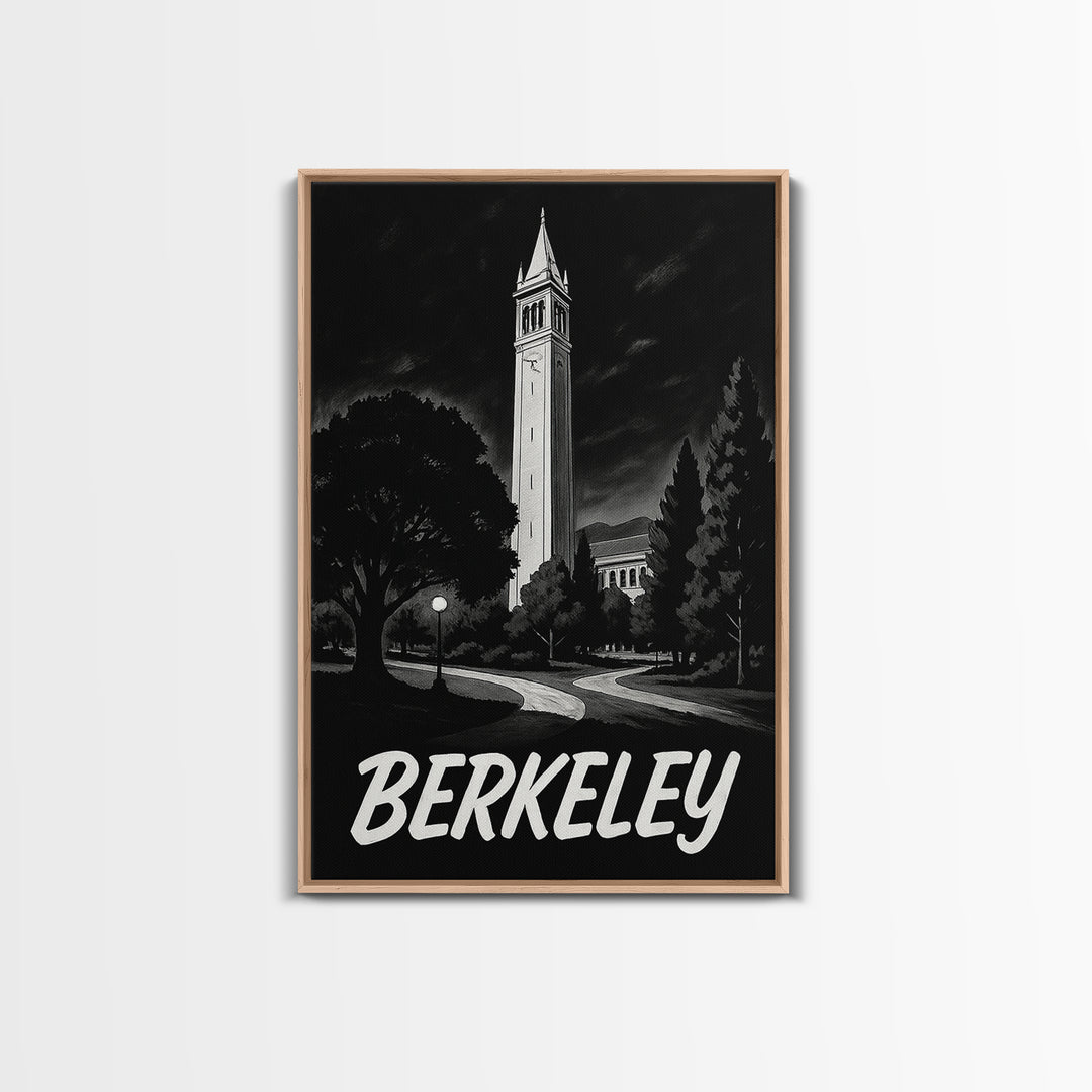 Berkeley Travel Poster, Canvas Print, Night Street Poster Art, Berkeley Wall Art, Home Office Decor, Travel Wall Decor, Gift For Travelers