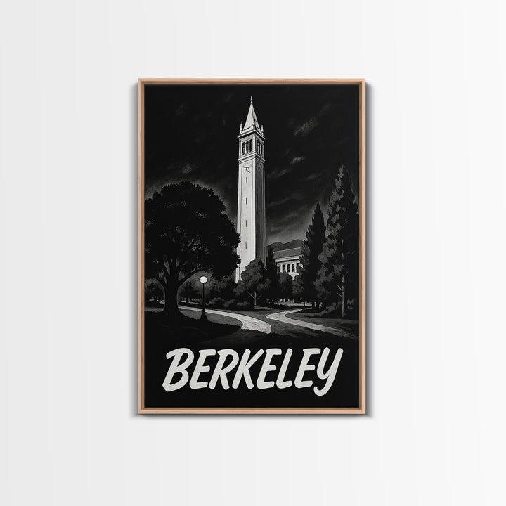 Berkeley Travel Poster, Canvas Print, Night Street Poster Art, Berkeley Wall Art, Home Office Decor, Travel Wall Decor, Gift For Travelers