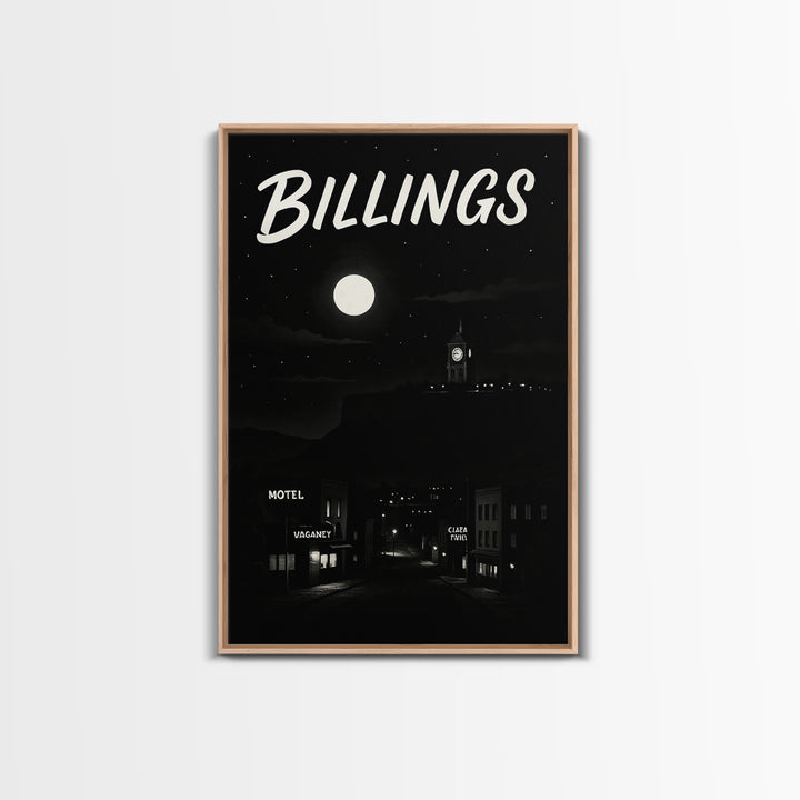 Billigns Travel Poster, Framed Canvas Print, Night Street Poster Art, Billigns Travel Art, City Travel Prints, Living Room Wall Art