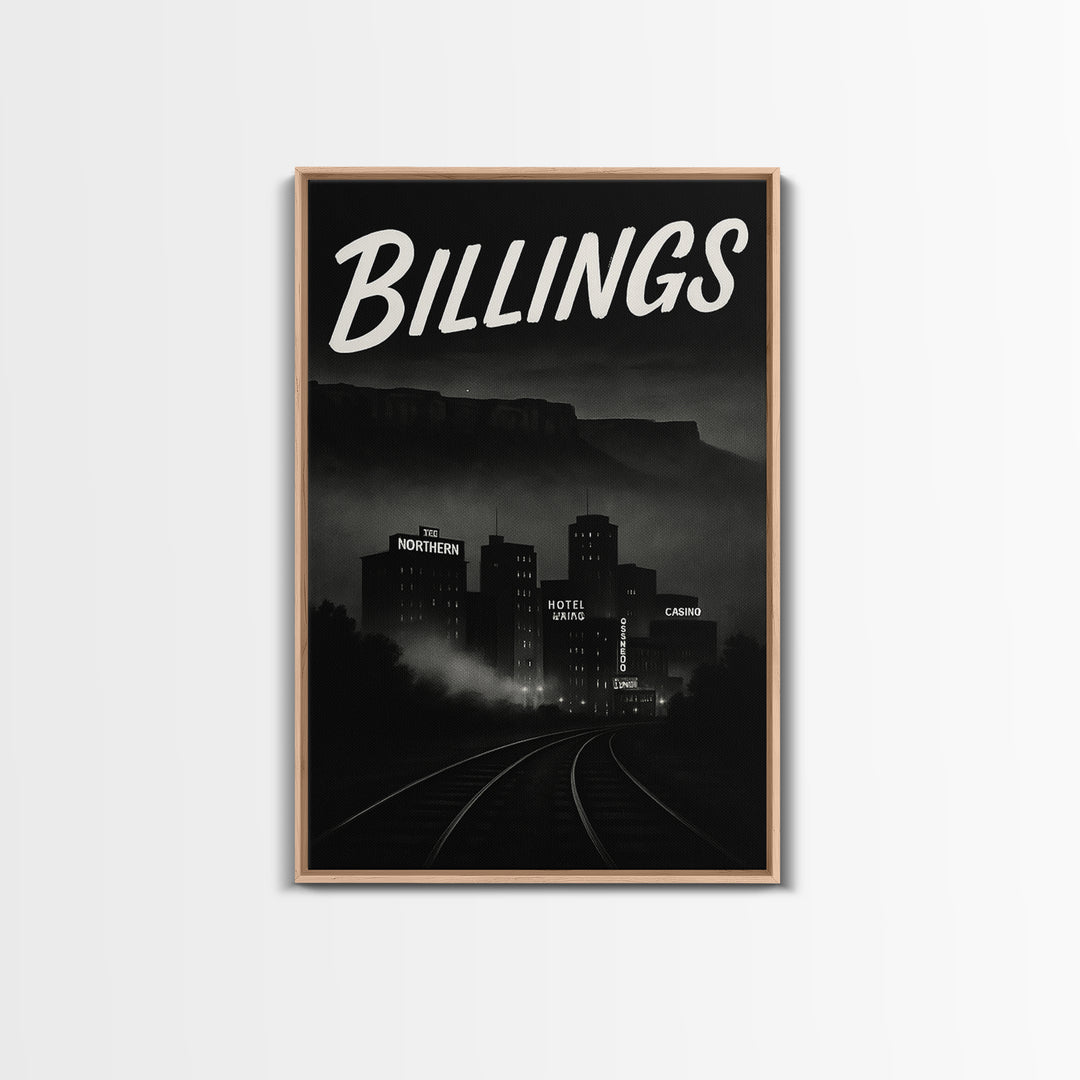 Billings Travel Poster, Canvas Print, Vintage Noir Poster Art, Billings Poster Print, Travel Wall Art, Mid Century Wall Art, Art Print
