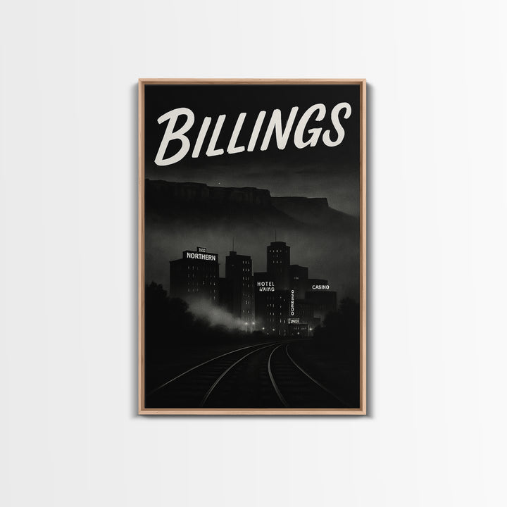 Billings Travel Poster, Canvas Print, Vintage Noir Poster Art, Billings Poster Print, Travel Wall Art, Mid Century Wall Art, Art Print