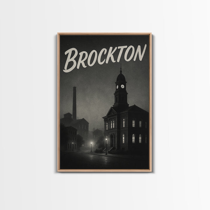 Brockton Massachusetts Travel Poster, Canvas Print, Vintage Noir Poster Art, Brockton City Art, Travel Prints, Travel Wall Art, Art Print