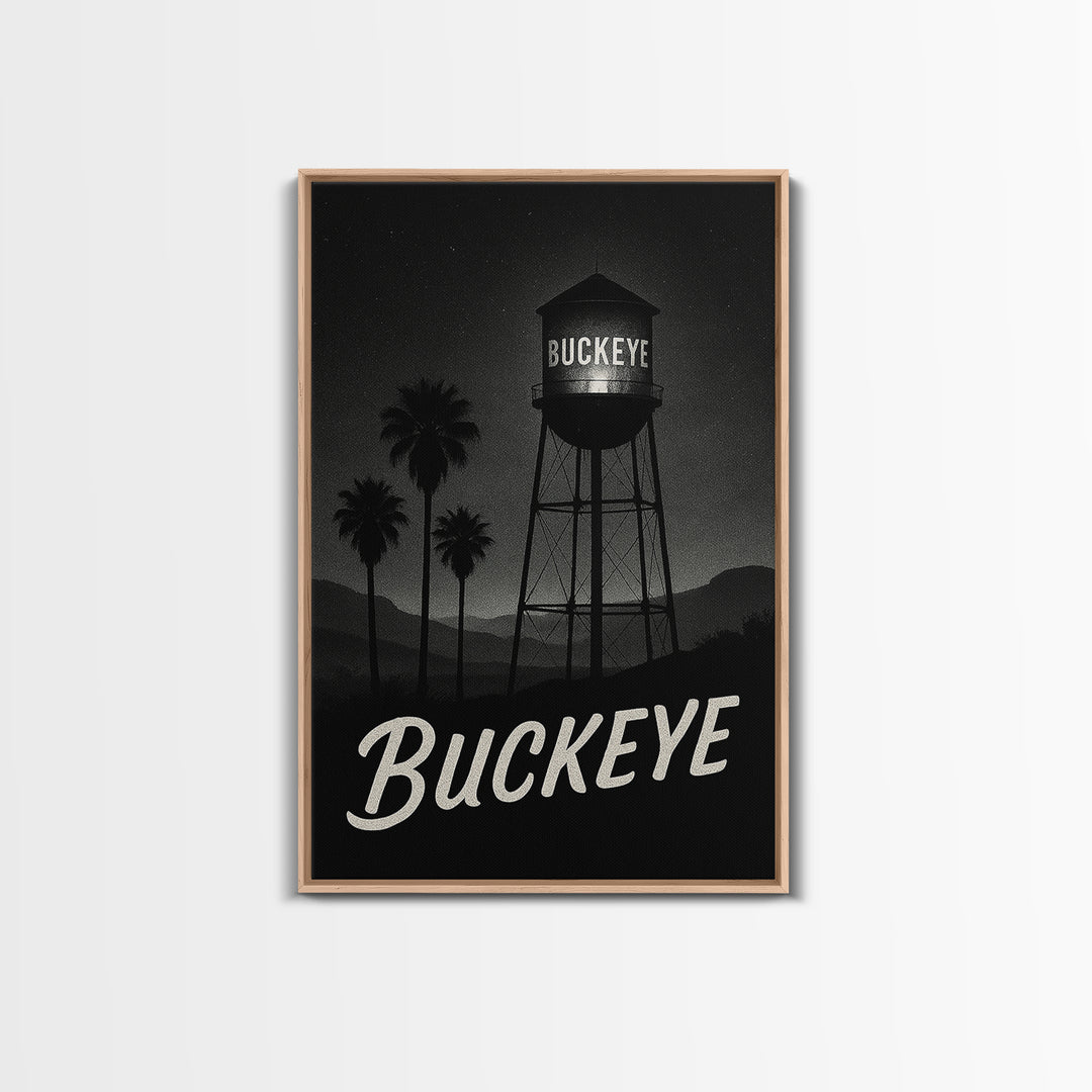 Buckeye Arizona Travel Poster, Framed Canvas Print, Black And White Travel Art, Buckeye Art Print, Travel Wall Decor, Home Office Decor