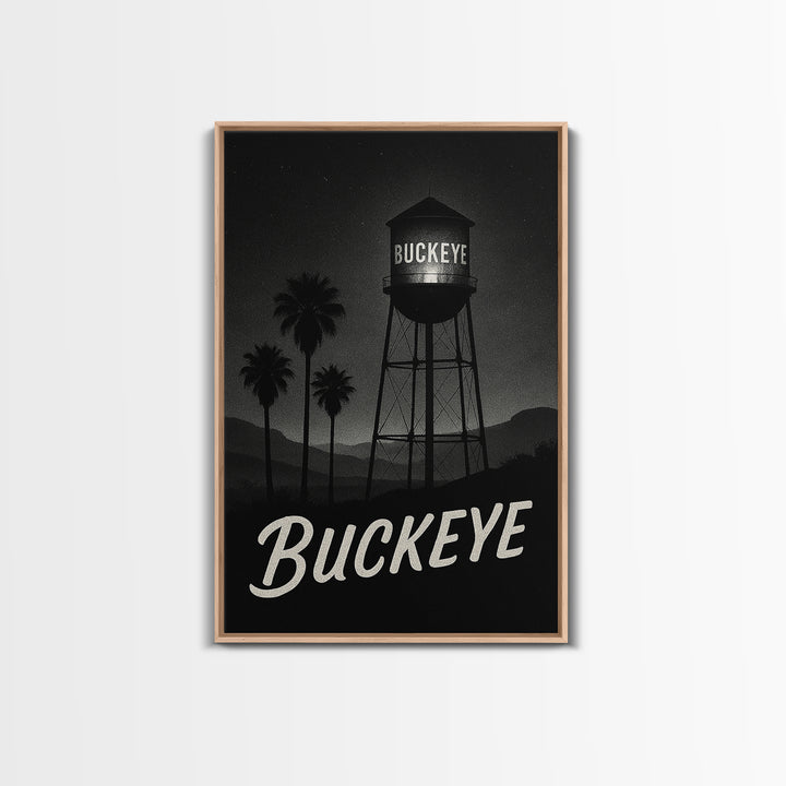 Buckeye Arizona Travel Poster, Framed Canvas Print, Black And White Travel Art, Buckeye Art Print, Travel Wall Decor, Home Office Decor