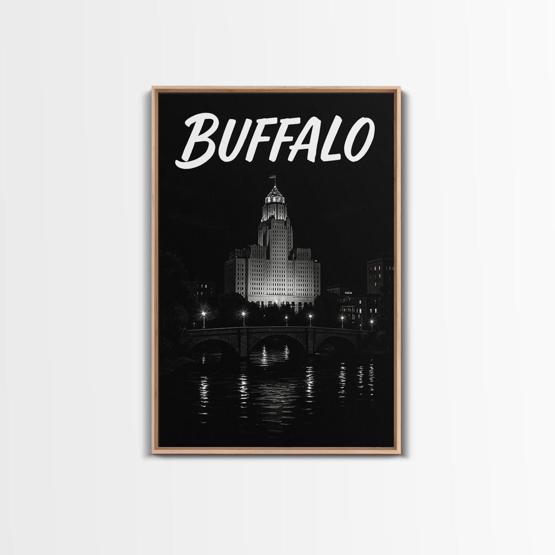 Buffalo Travel Poster, Canvas Print, Black And White Travel Art, Buffalo Poster Print, Travel Poster Art, Travel Poster Set, Travel Print