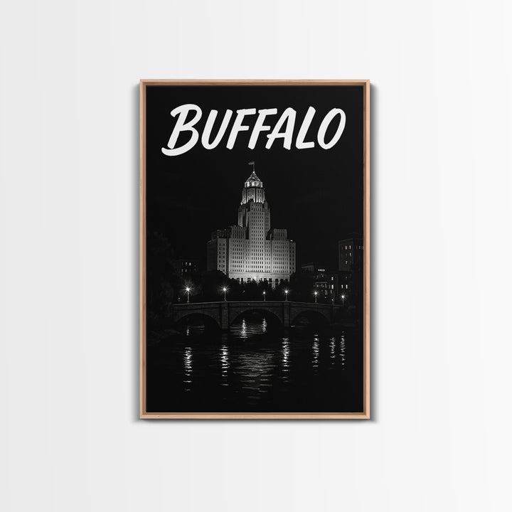 Buffalo Travel Poster, Canvas Print, Black And White Travel Art, Buffalo Poster Print, Travel Poster Art, Travel Poster Set, Travel Print