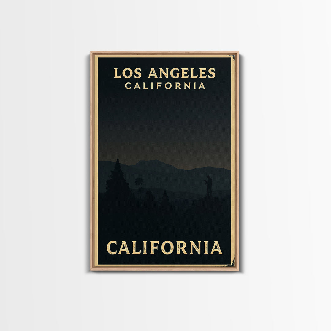 California Travel Poster, Framed Canvas Print, Night Street Poster Art, California Poster Print, Eclectic Wall Decor, City Art Print