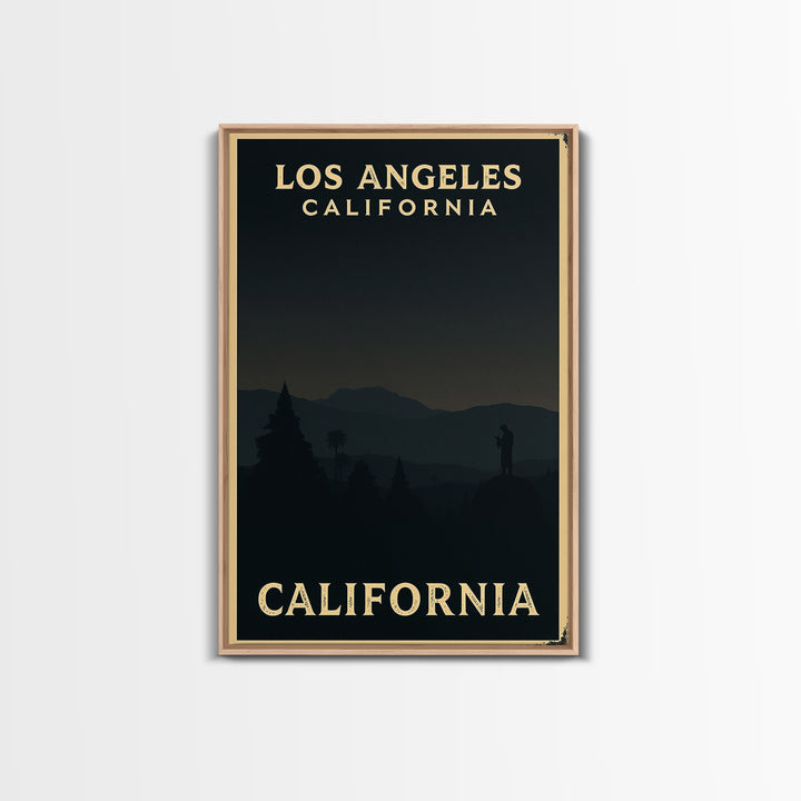California Travel Poster, Framed Canvas Print, Night Street Poster Art, California Poster Print, Eclectic Wall Decor, City Art Print