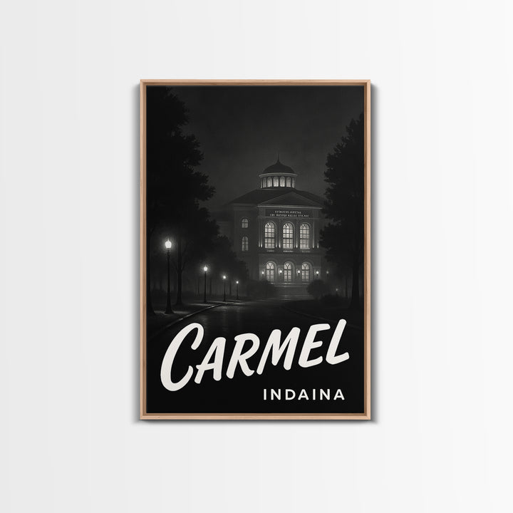 Carmel Indiana Travel Poster, Canvas Print, Vintage Noir Poster Art, Carmel Travel Art, Travel Art, Retro Travel Print, Mid Century Wall Art