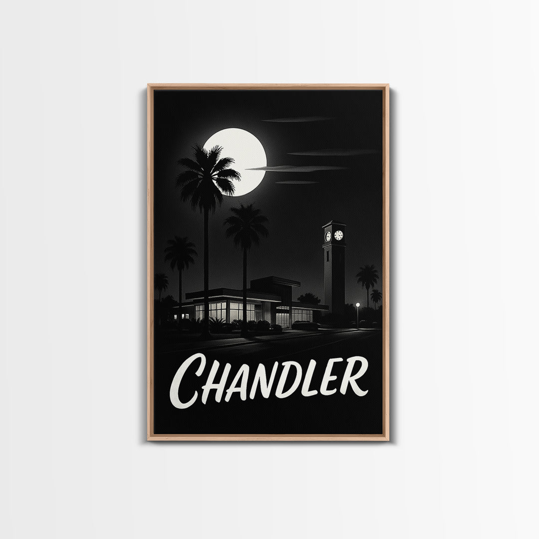 Chandler Arizona Travel Poster, Canvas Print, Black And White Travel Art, Chandler Travel Art, Vintage City Art, Skyline Art, Art Print