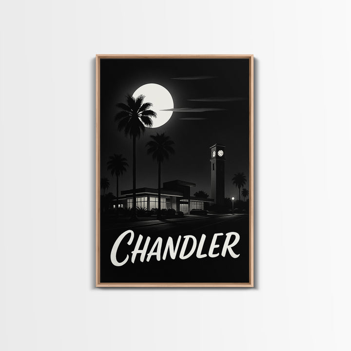 Chandler Arizona Travel Poster, Canvas Print, Black And White Travel Art, Chandler Travel Art, Vintage City Art, Skyline Art, Art Print