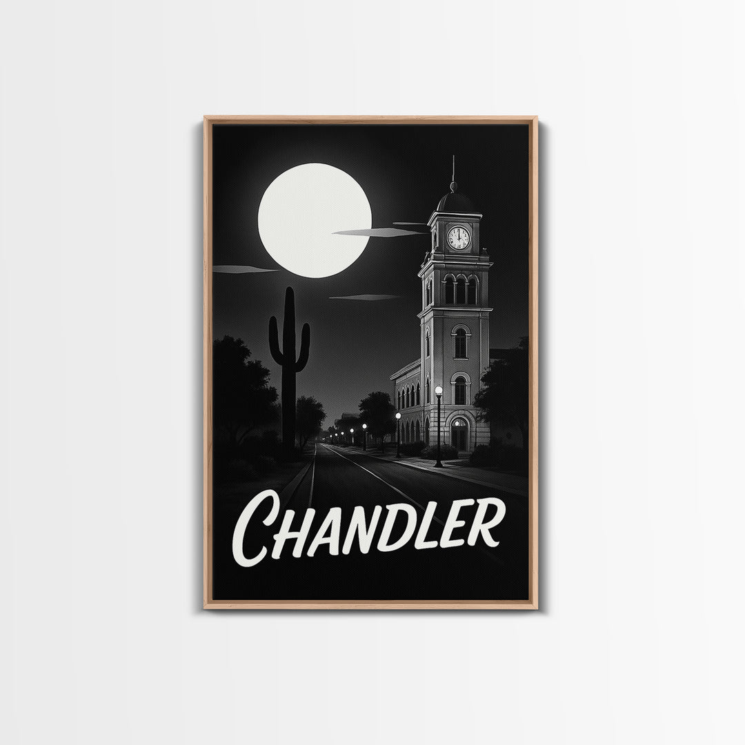 Chandler Travel Poster, Canvas Print, Black And White Travel Art, Chandler Wall Art, Eclectic Wall Decor, Watercolor Cityscape