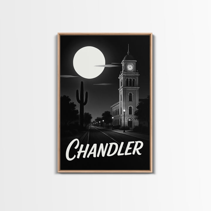 Chandler Travel Poster, Canvas Print, Black And White Travel Art, Chandler Wall Art, Eclectic Wall Decor, Watercolor Cityscape