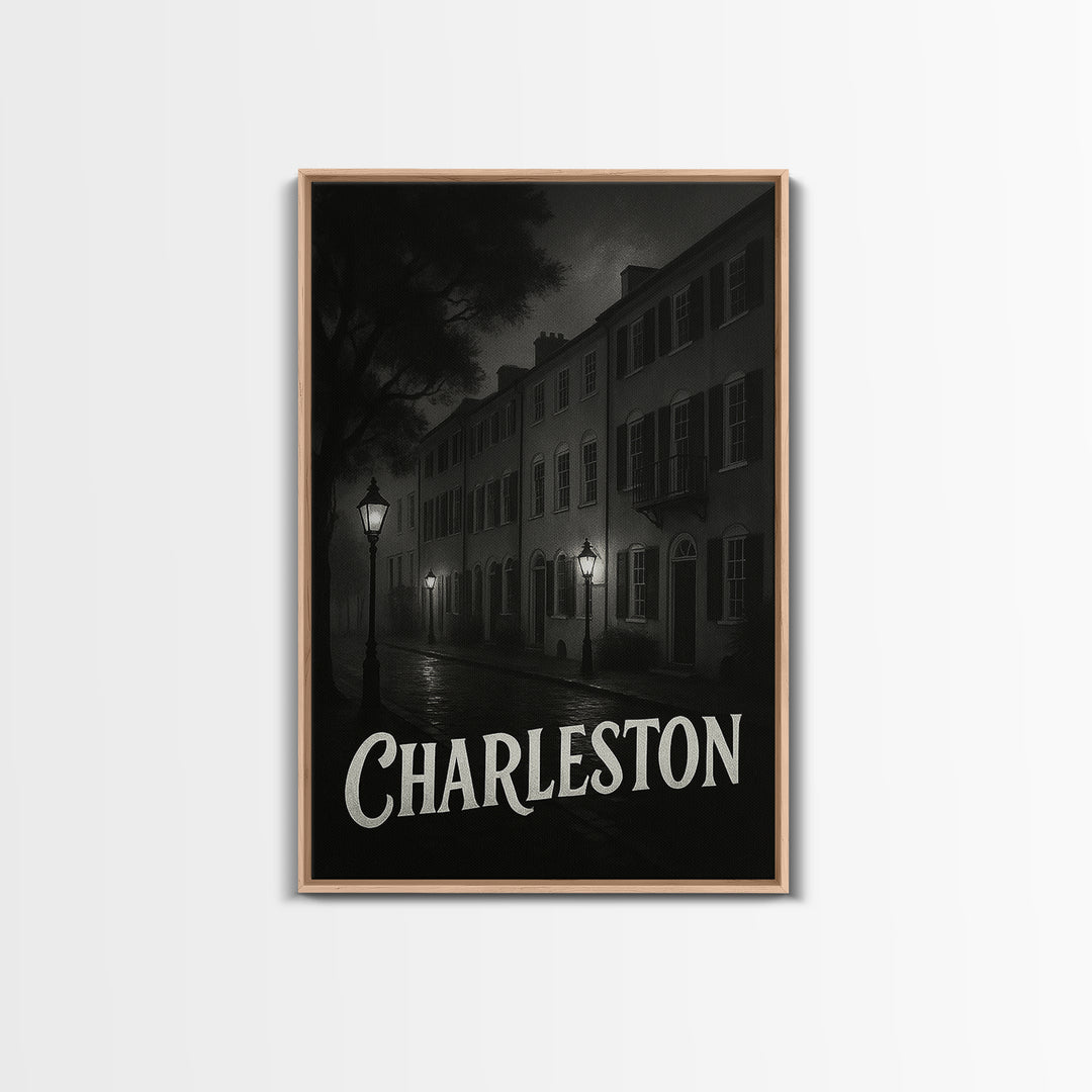 Charleston South Carolina Travel Poster, Canvas Print, Black And White Travel Art, Charleston Travel Art, Fine Art Print, Travel Wall Art