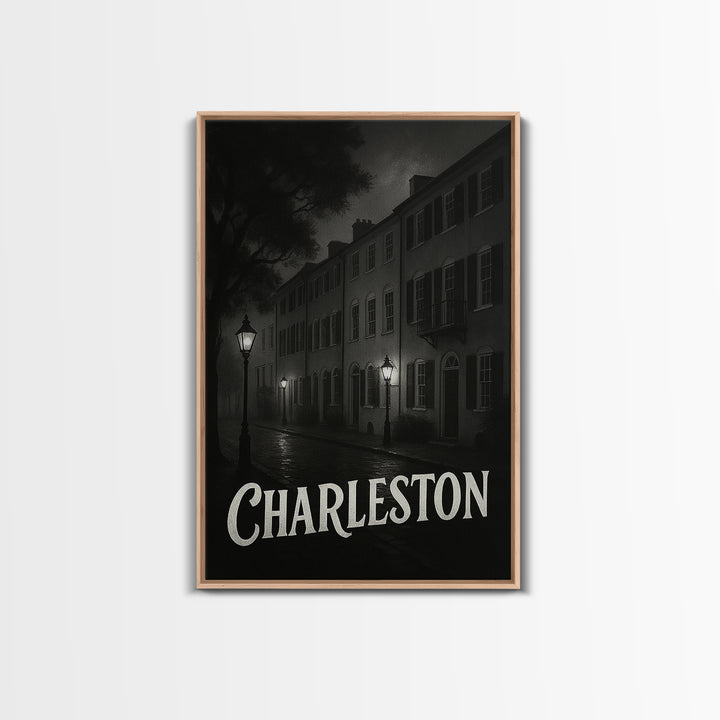 Charleston South Carolina Travel Poster, Canvas Print, Black And White Travel Art, Charleston Travel Art, Fine Art Print, Travel Wall Art