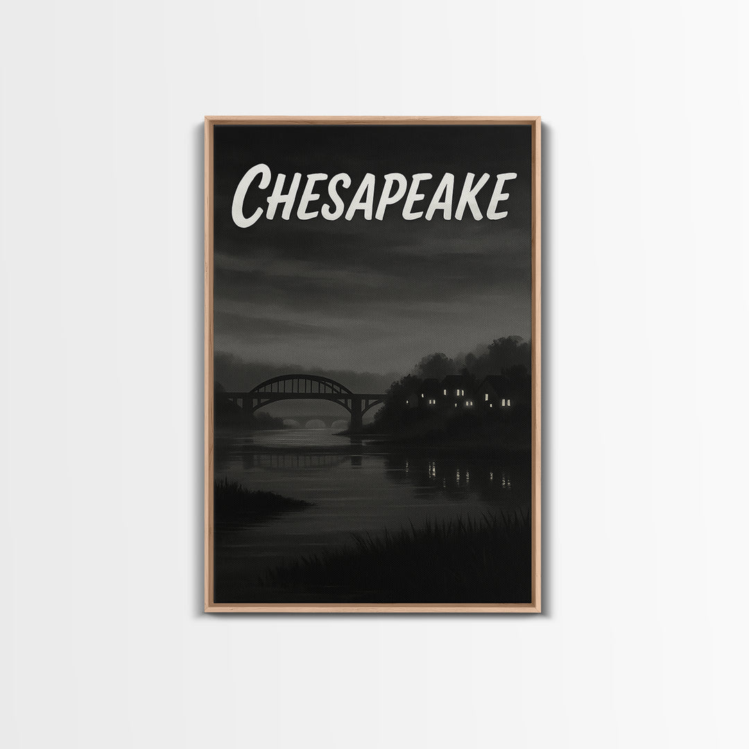 Chesapeake Virginia Travel Poster, Canvas Print, Vintage Noir Poster Art, Chesapeake Wall Art, Fine Art Print, Wall Art, City Art Print