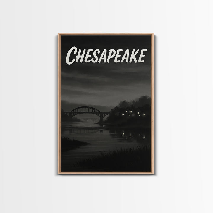Chesapeake Virginia Travel Poster, Canvas Print, Vintage Noir Poster Art, Chesapeake Wall Art, Fine Art Print, Wall Art, City Art Print
