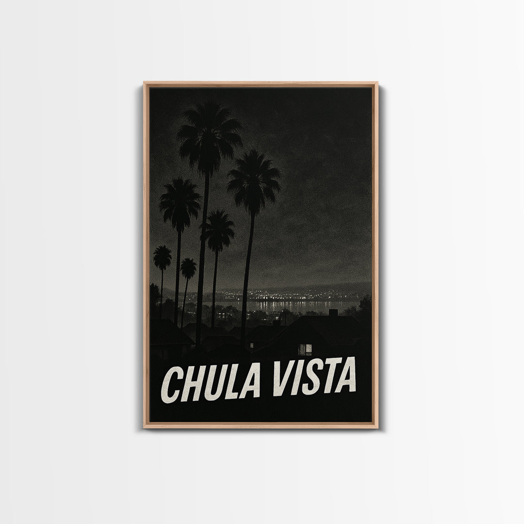 Chua Vista Travel Poster, Canvas Print, Dark Moody City Wall Art, Chua Vista Wall Art, Wanderlust Decor, Retro Travel Print, Poster Print
