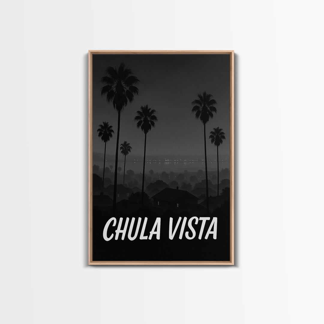 Chula Vista California Travel Poster, Canvas Print, Night Street Poster Art, Chula Vista City Art, Office Decor, Travel Wall Art, Print