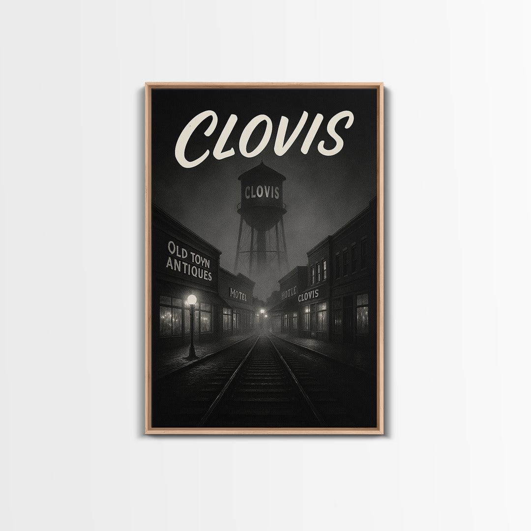 Clovis California Travel Poster, Canvas Print, Black And White Travel Art, Clovis Wall Art, Poster Art, Wall Decor, Gift For Travelers