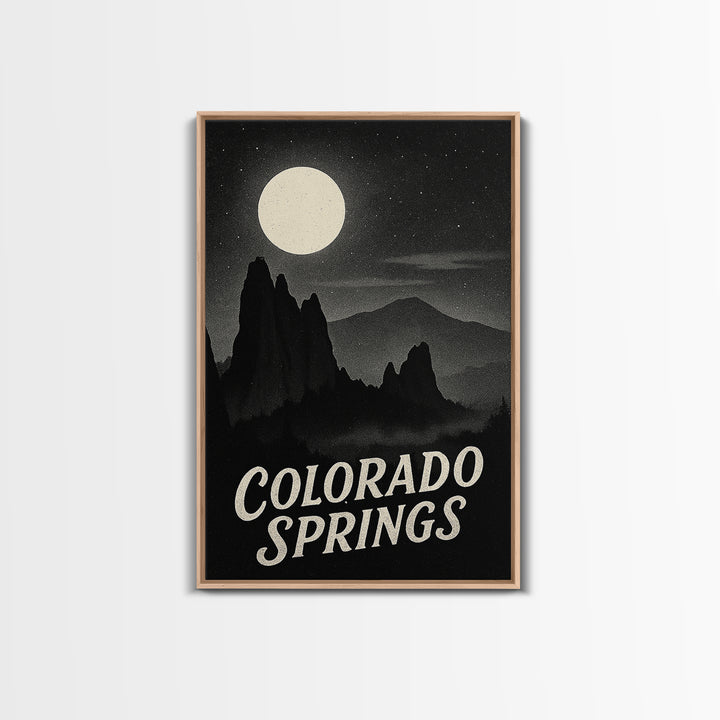 Colorado Springs Colorado Travel Poster, Canvas Print, Night Street Poster Art, Colorado Springs Art Print, Gift For Travelers, Art Print